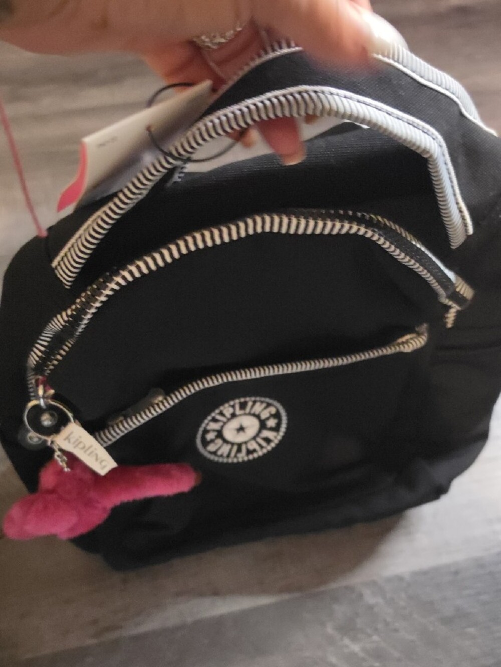 Kipling Jose Terra Black Backpack with Pink Monkey Charm - Picture 4 of 6